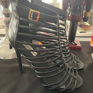 Steve Madden Black Caged Heels with Buckle